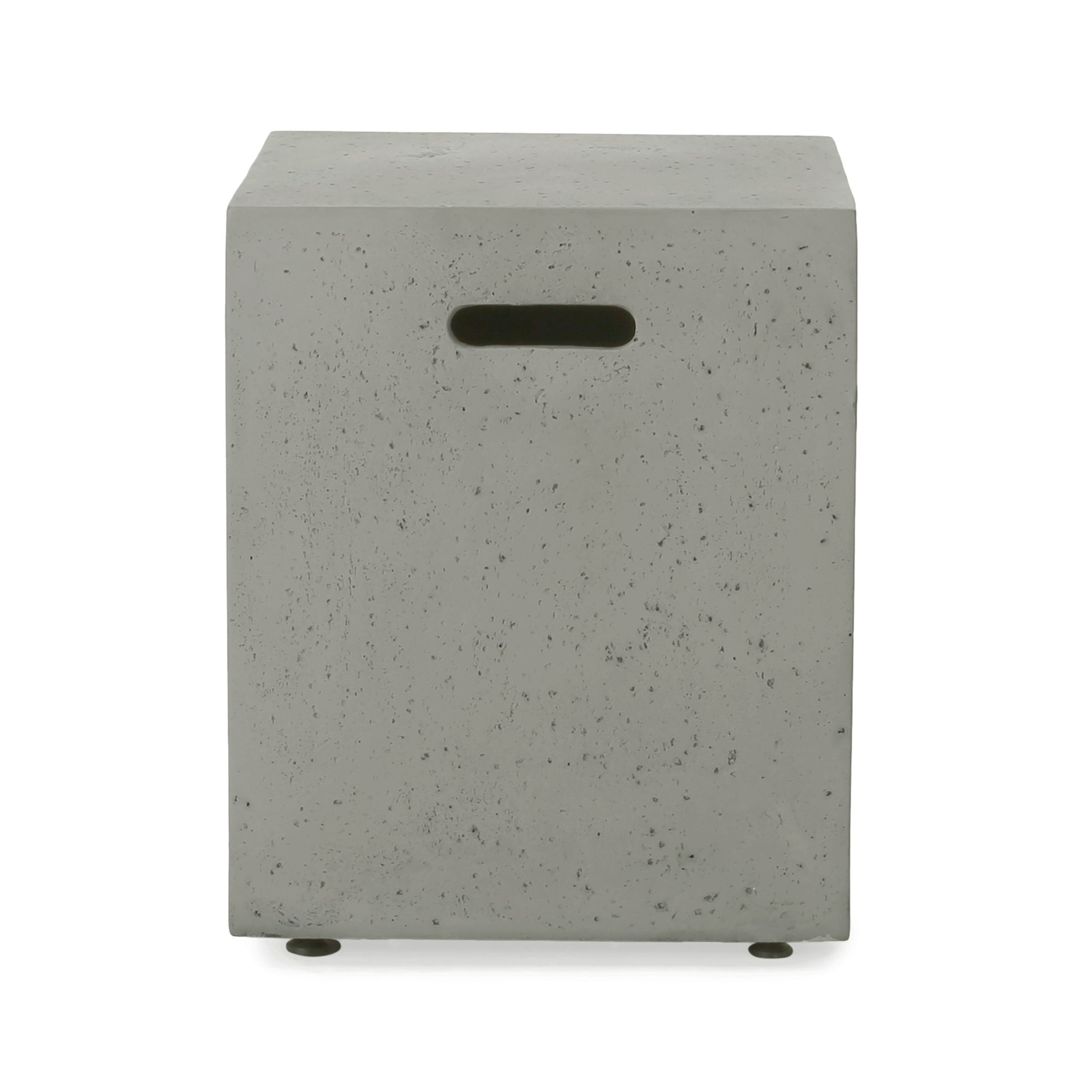 Modern Magnesium Oxide Tank Holder Side Table with Smooth Concrete Surface in Light Grey