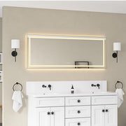 72' x 28' LED Bathroom Mirror with Front and Backlight, Wall Mounted Vanity Mirror with Aluminum Frame, Anti-Fog, Memory, 3 Colors, Stepless Dimmable