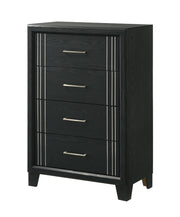 1pc Contemporary Four-Drawers Chest Bed Side Cabinet Wooden Furniture Charcoal Color