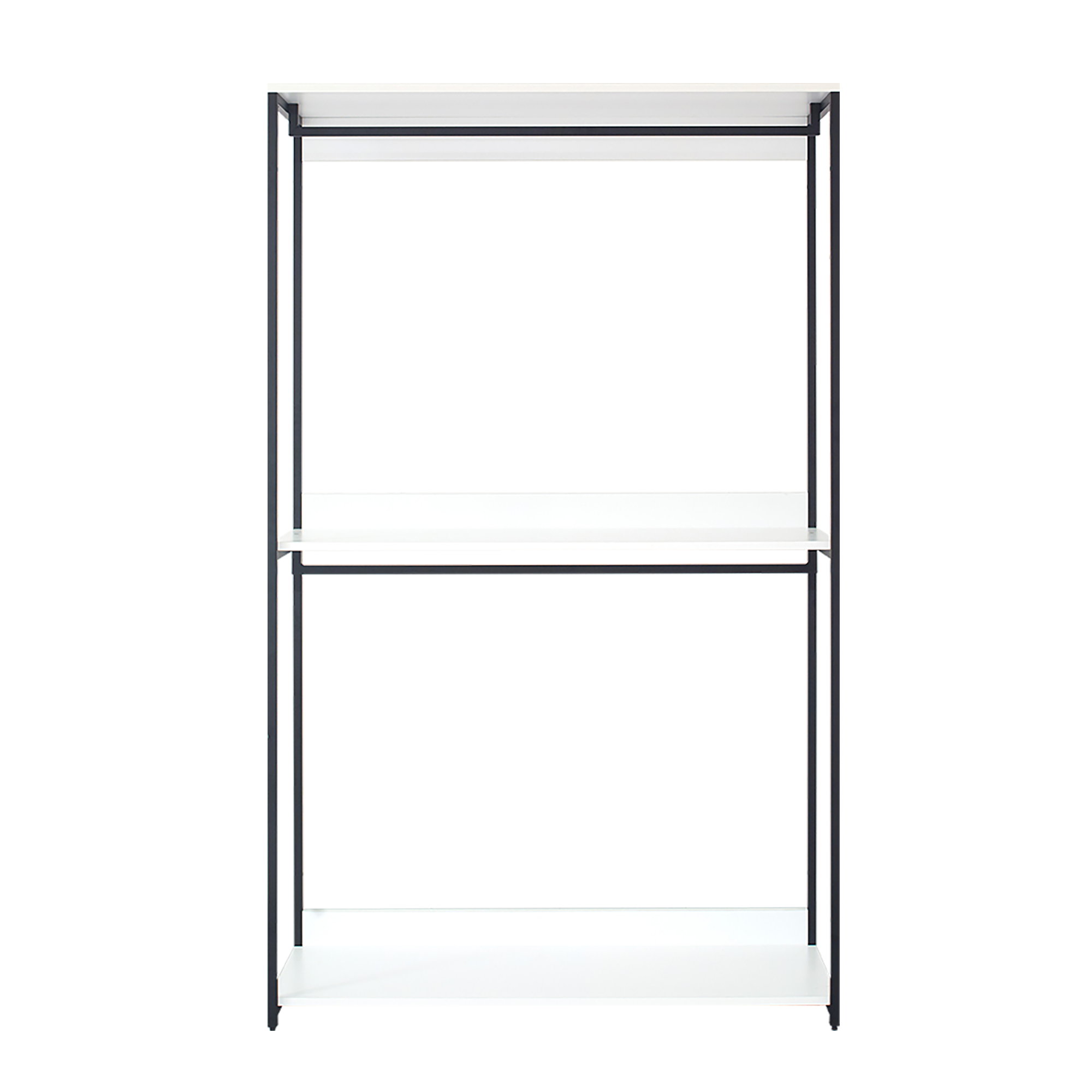 Fiona Wood and Metal Walk-in Closet with Shelf, White Melamine, 47.2' Width