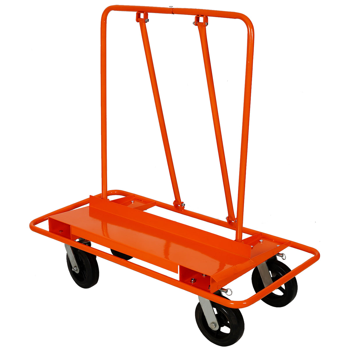 Heavy Duty Drywall Sheet Cart & Panel Dolly with 2400lbs Capacity, 8' Black Mold-On Rubber Wheels, Steel Construction