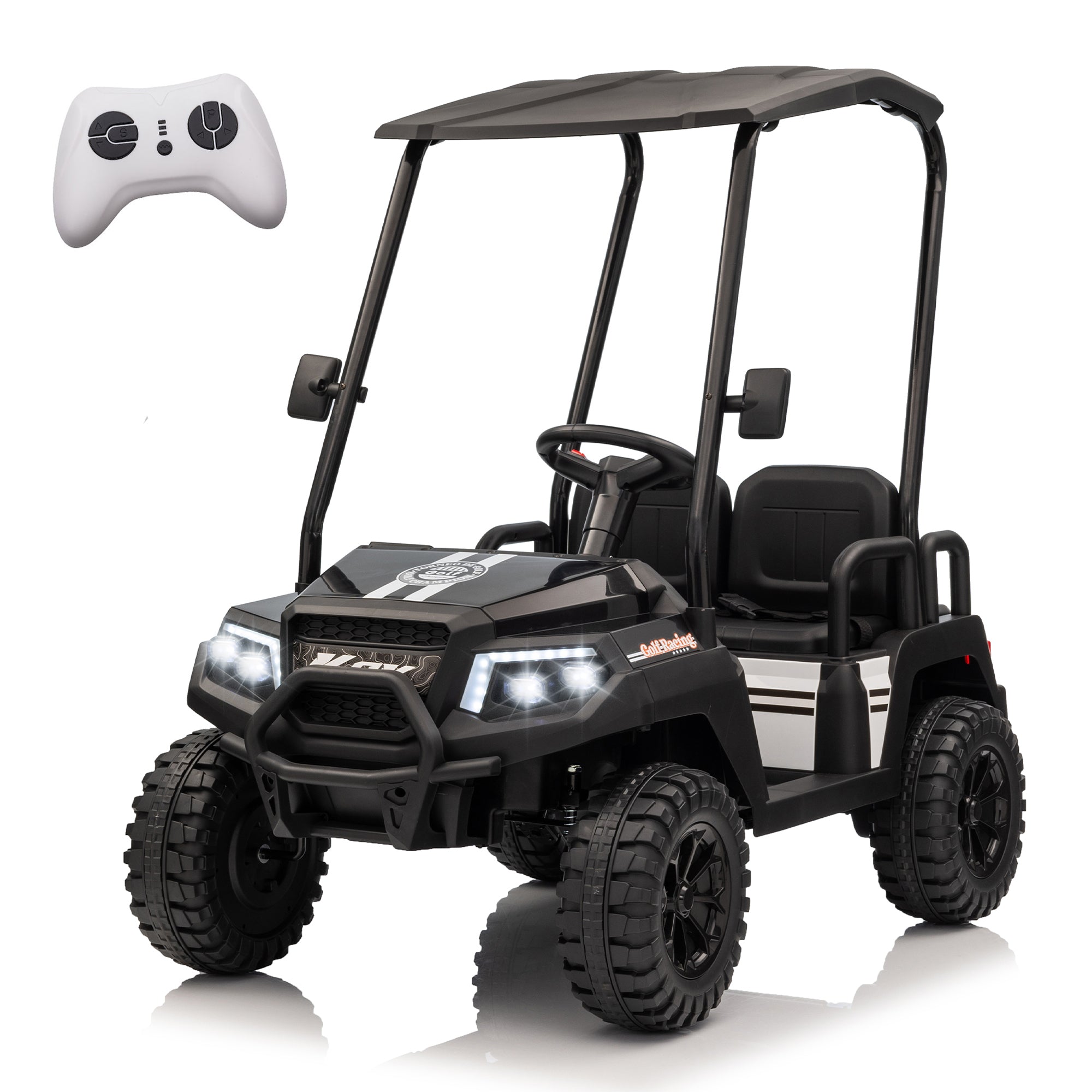24V XL Kids Electric Ride-on Truck w/RC - Spacious 20in Wide Seat, Removable Sunshade, Dual-Motor Drive, 4-Wheel Spring Suspension, Bluetooth Audio & Comfortable Four Seats,Recommended age: 3-8