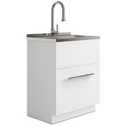 Metro - 28' Laundry Cabinet with Faucet and Stainless Steel Sink - White
