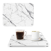 15.75 In. X 11.81 In. White Marble Look Stone Drying Mat For Kitchen, Water Absorbent Diatomaceous Stone Dish Drying Mat