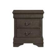 Classic Louis Philippe Style Stained Gray Finish 1pc Nightstand of 2x Drawers Traditional Design Bedroom Furniture