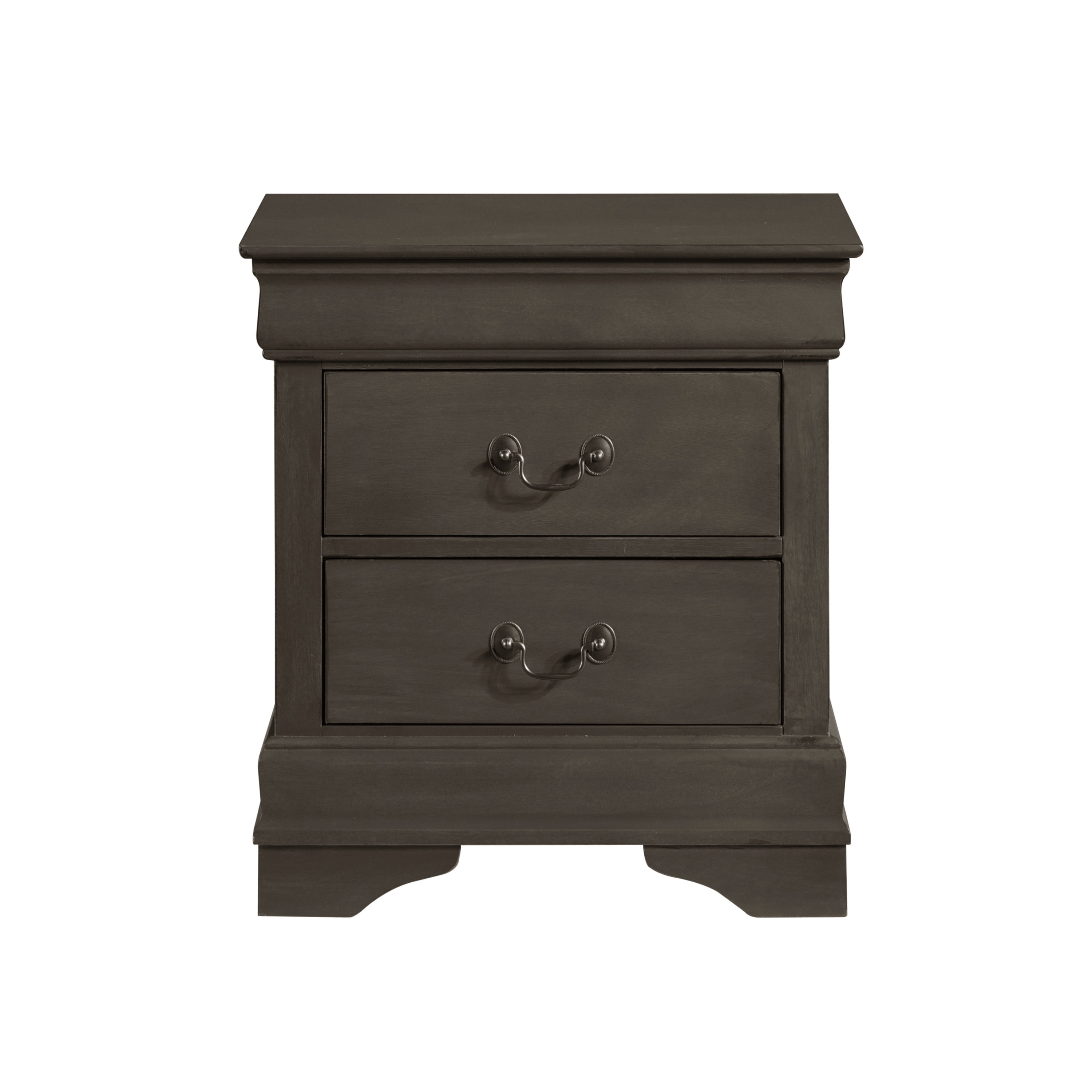Classic Louis Philippe Style Stained Gray Finish 1pc Nightstand of 2x Drawers Traditional Design Bedroom Furniture