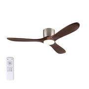 52-inch Ceiling Fan with Light, 3 Light Walnut Wood Blades, Remote Control, Reversible DC Motor for Living Room