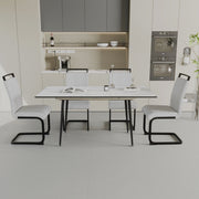 47'-63' expandable dining table set for 2-6 people, equipped with C-shaped tubular cushioned armless dining chair and an elegant and spacious dining table kitchen table and chair set, with metal legs