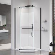 Pivot shower door, with 1/4' (6MM) tempered glass for Bathroom Shower Door--36*36*72 INCH-- Matte Black---(NO INCLUDED Neo-Angle Shower Base )