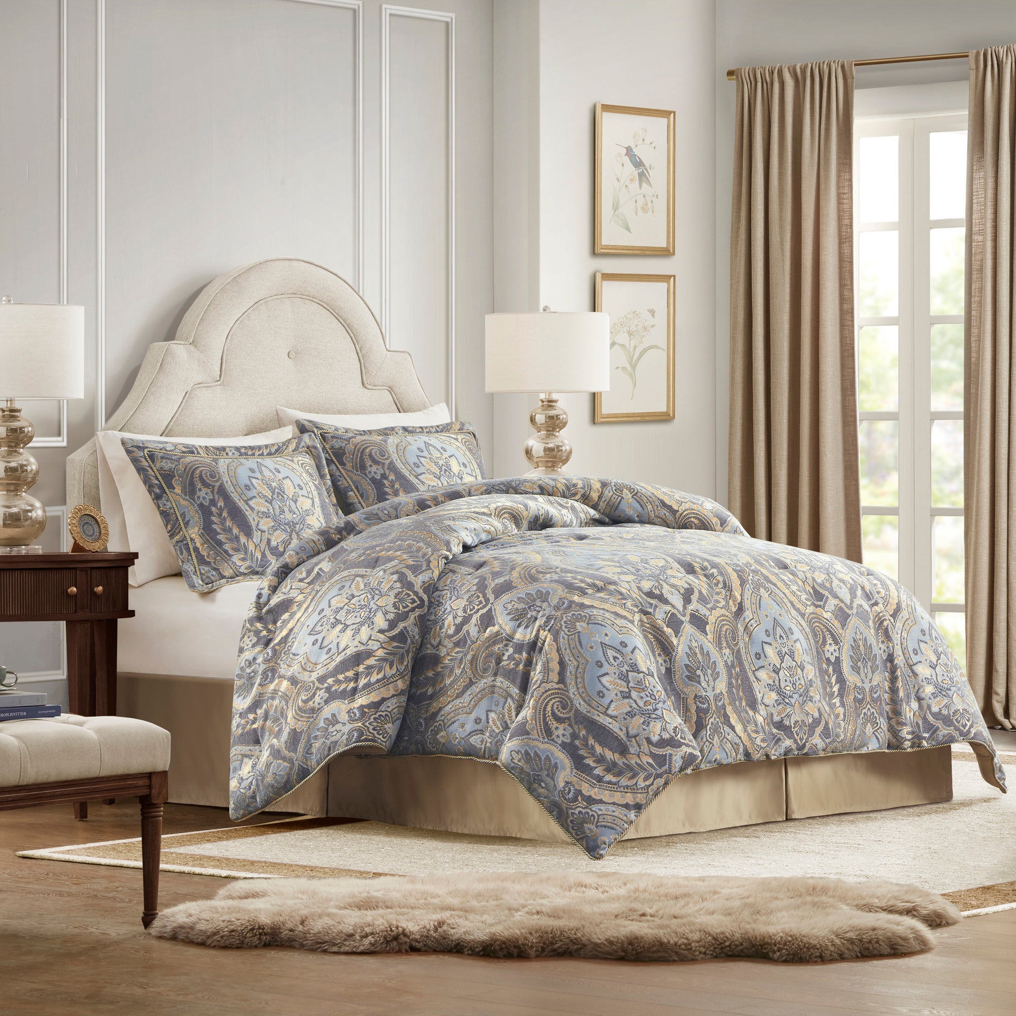 4 Piece Comforter Set Blue/Grey King