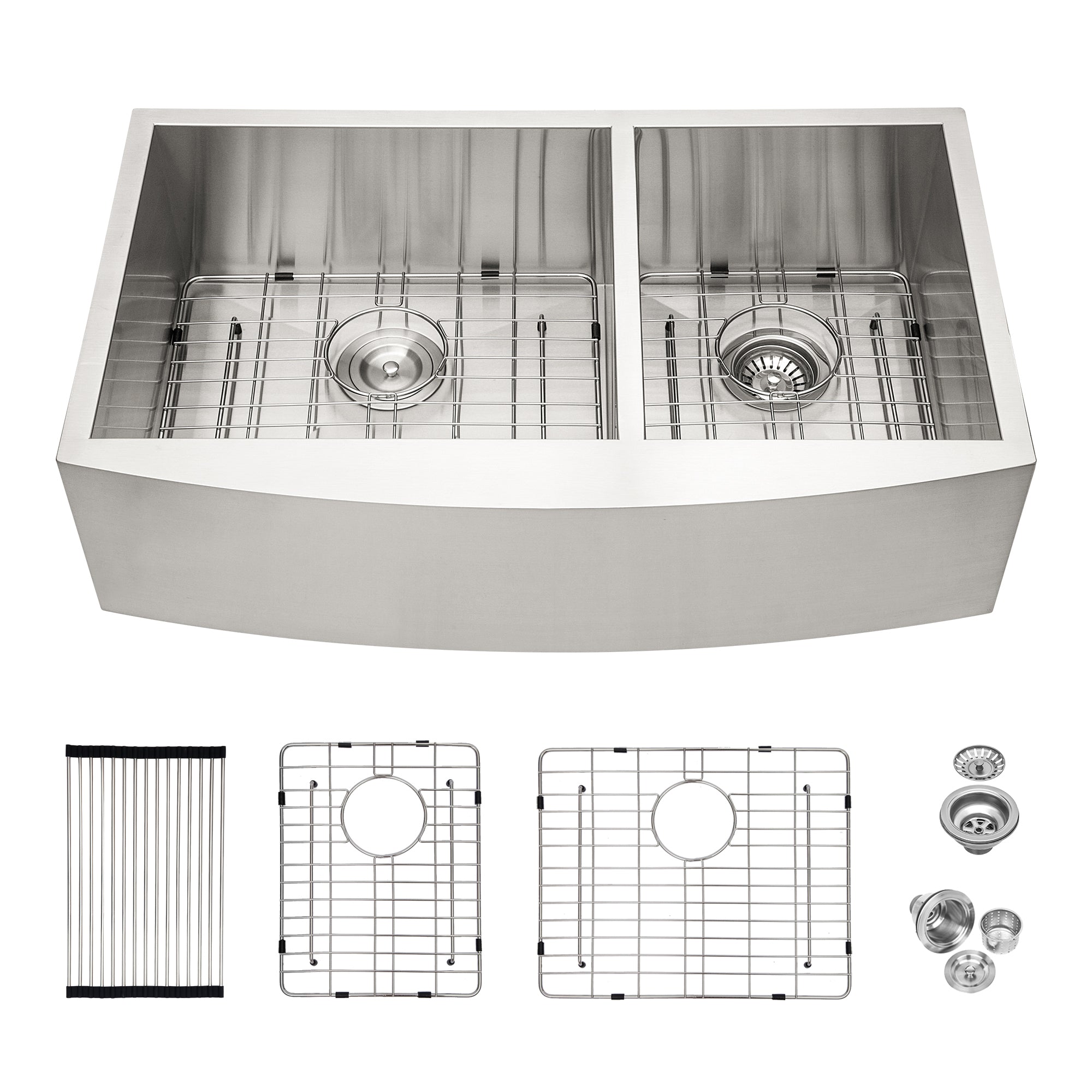 Double Bowl Farmhouse Sink 33'x20' Stainless Steel Undermount Apron Front with Two 9' Deep Basins
