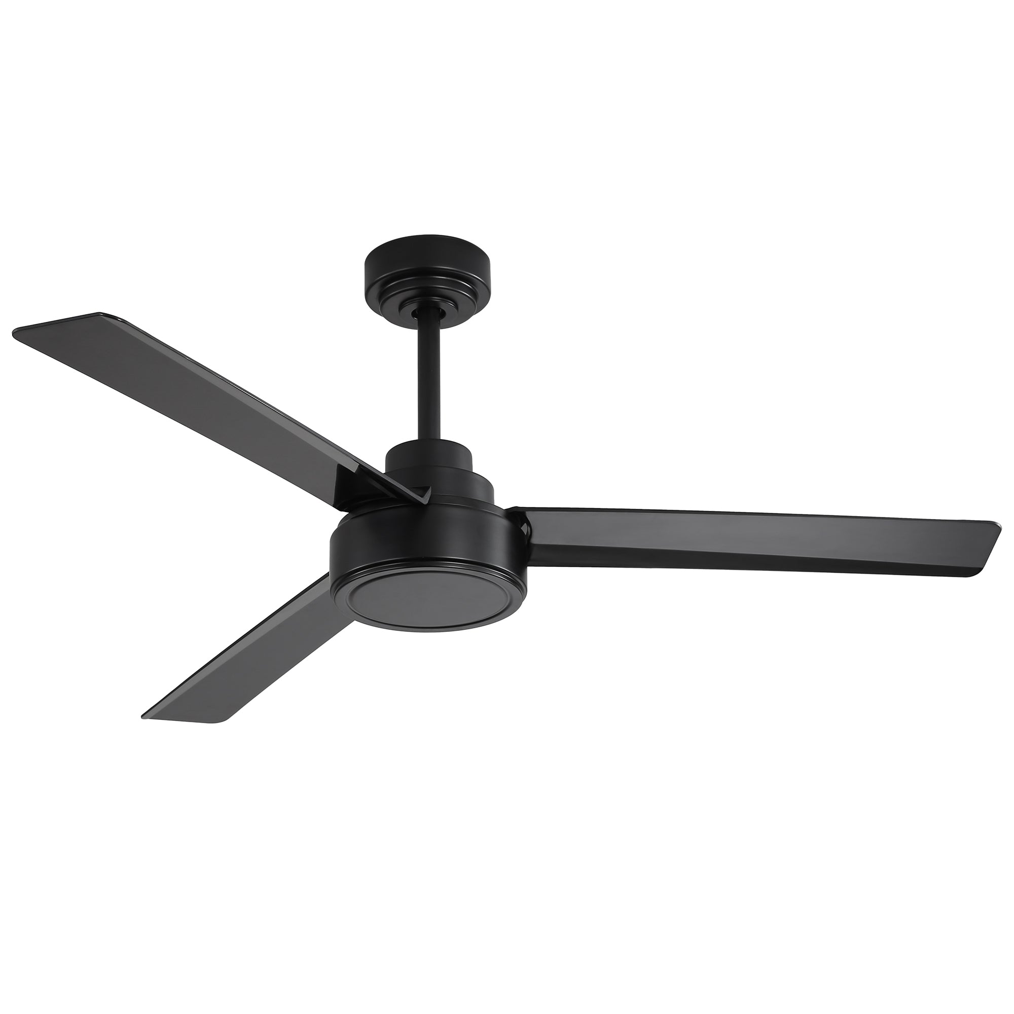 Farmhouse 52' Outdoor Ceiling Fan with Remote Control, 3 ABS Blades, Reversible DC Motor, Black, No Light