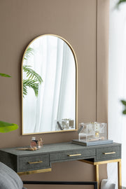 24' x 36' Arched Accent Mirror with Gold Metal Frame for Bathroom, Bedroom, Entryway Wall