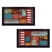 'Liberty and Freedom Collection' 2-Piece Vignette By Marla Rae, Printed Wall Art, Ready To Hang Framed Poster, Black Frame