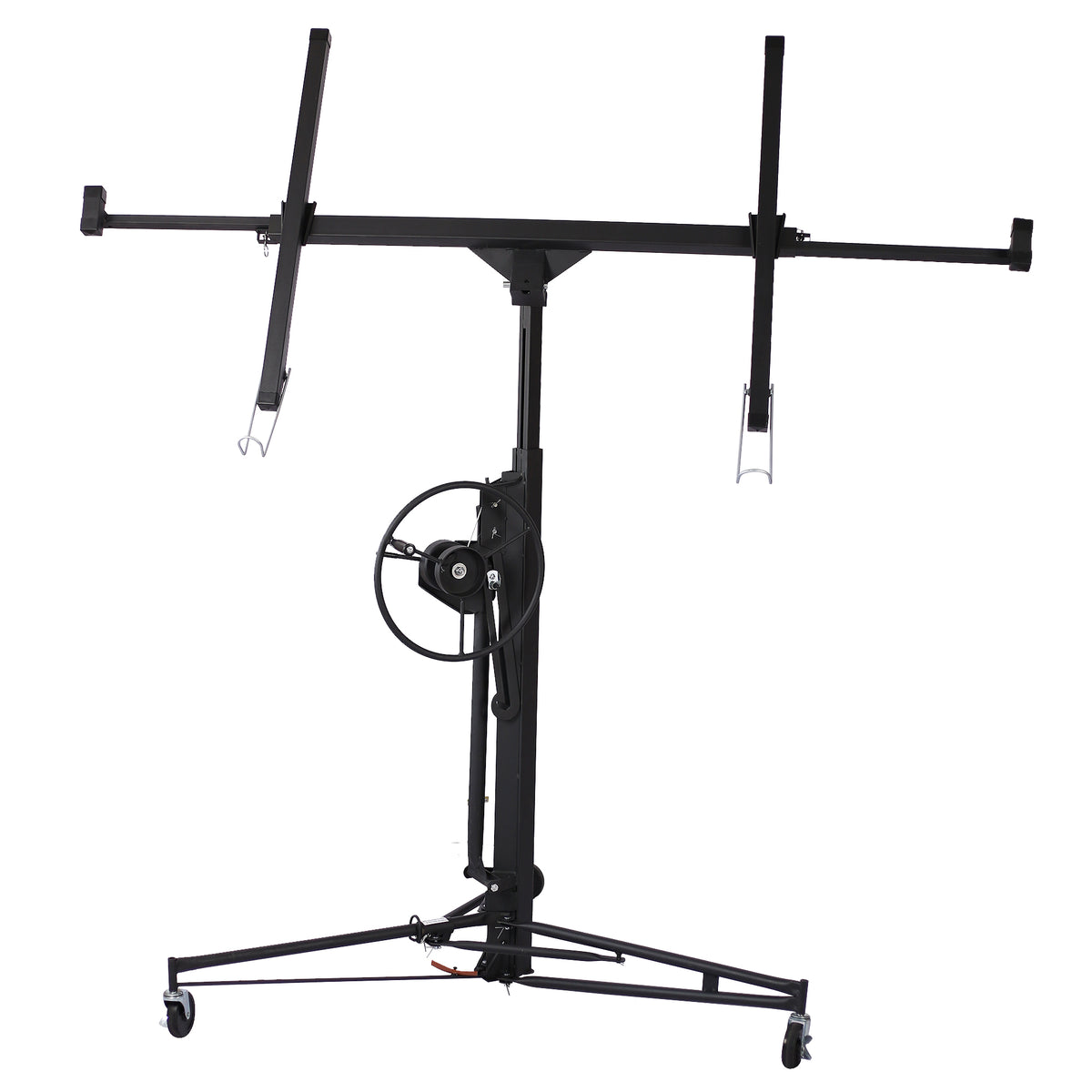 Black Drywall Panel Hoist Lift with 16ft Reach, Welded Steel, 150 lbs Capacity