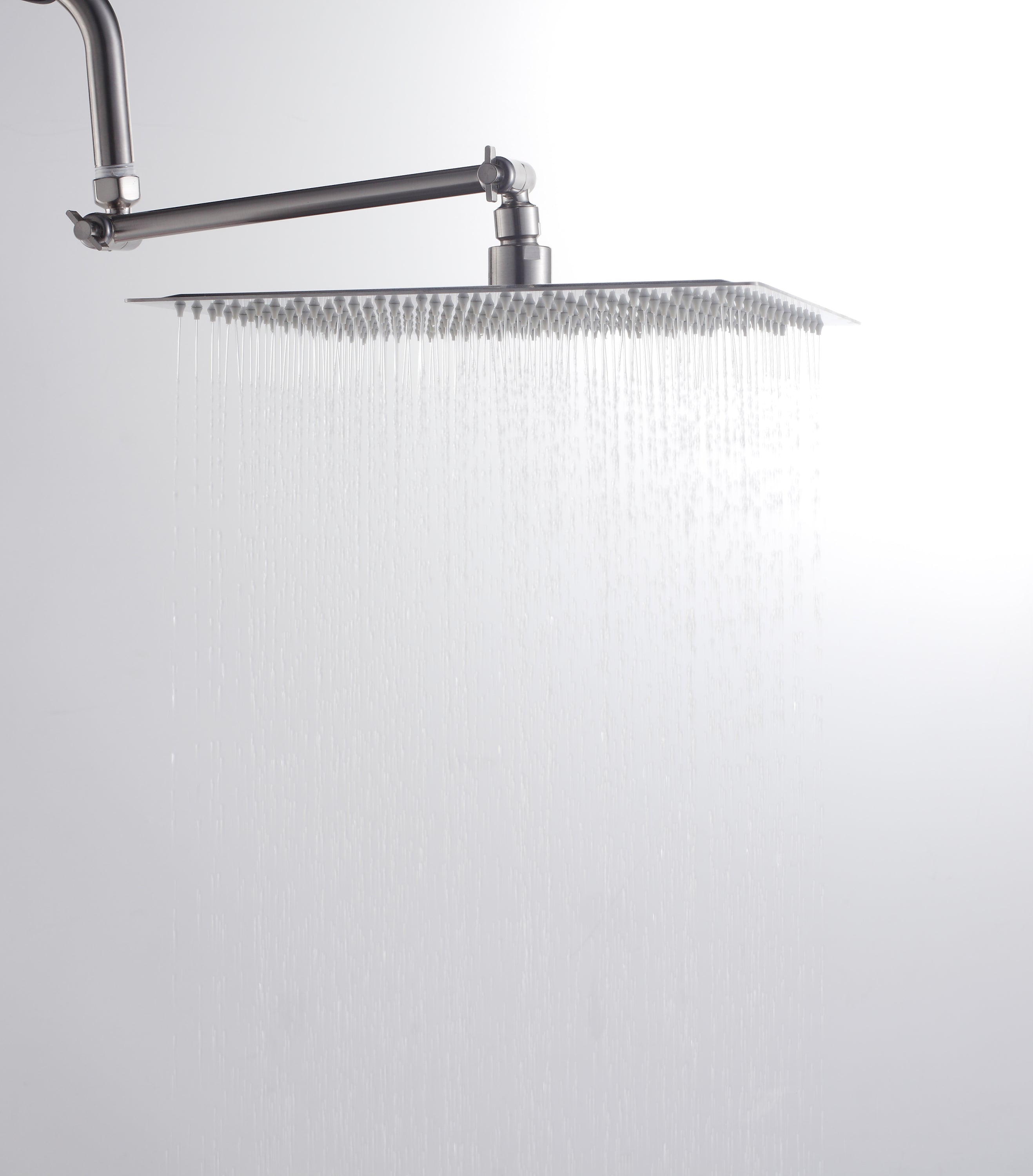 Rain Shower Head With Shower Arm  (12 Inch Square, Brushed Nickel)