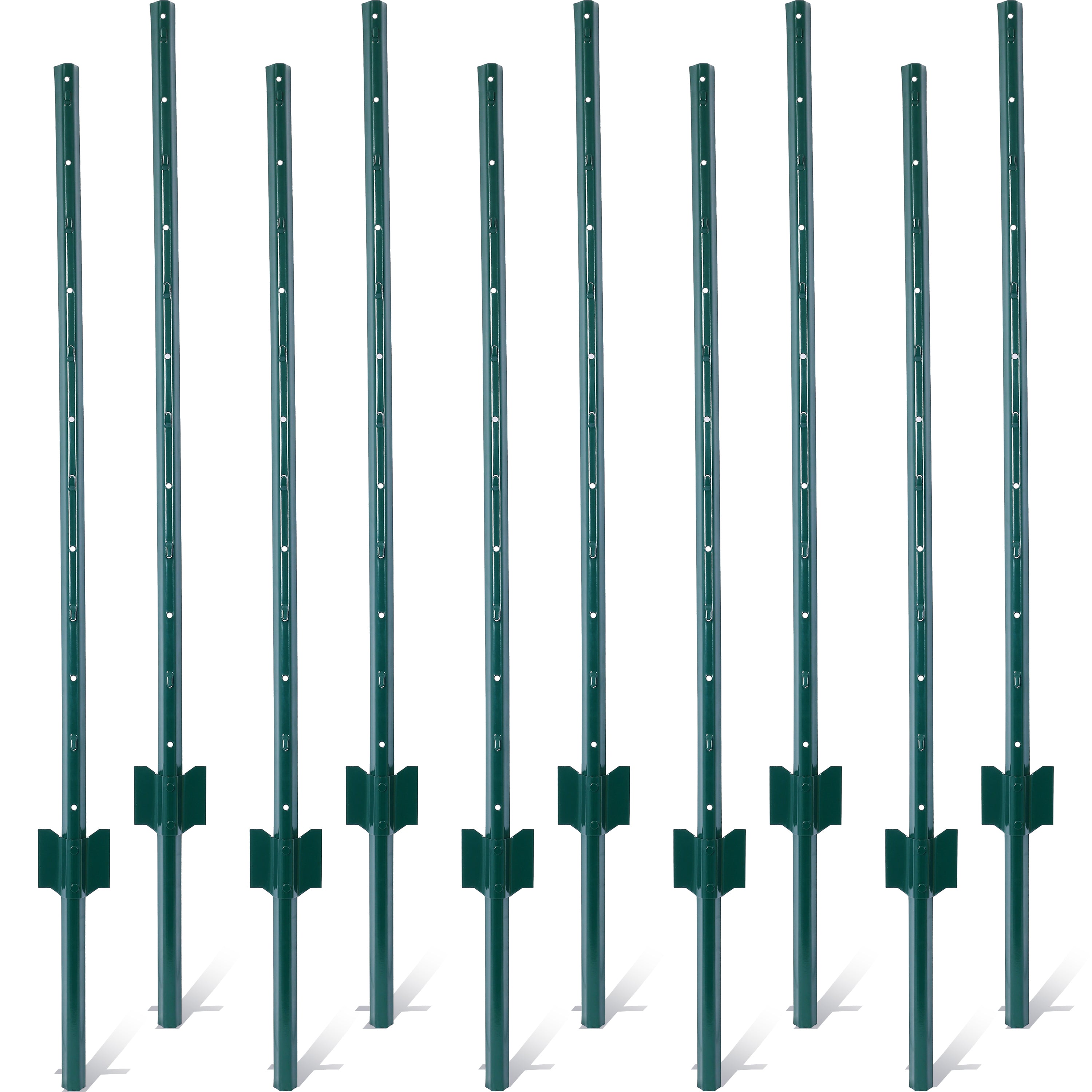 Fence Posts 4Feet - 10Pack, Heavy Duty Metal Fence Post with U-Channel, Steel Fence U-Post for Holding Garden Wire Fence, Corner Anchor Posts etc.
