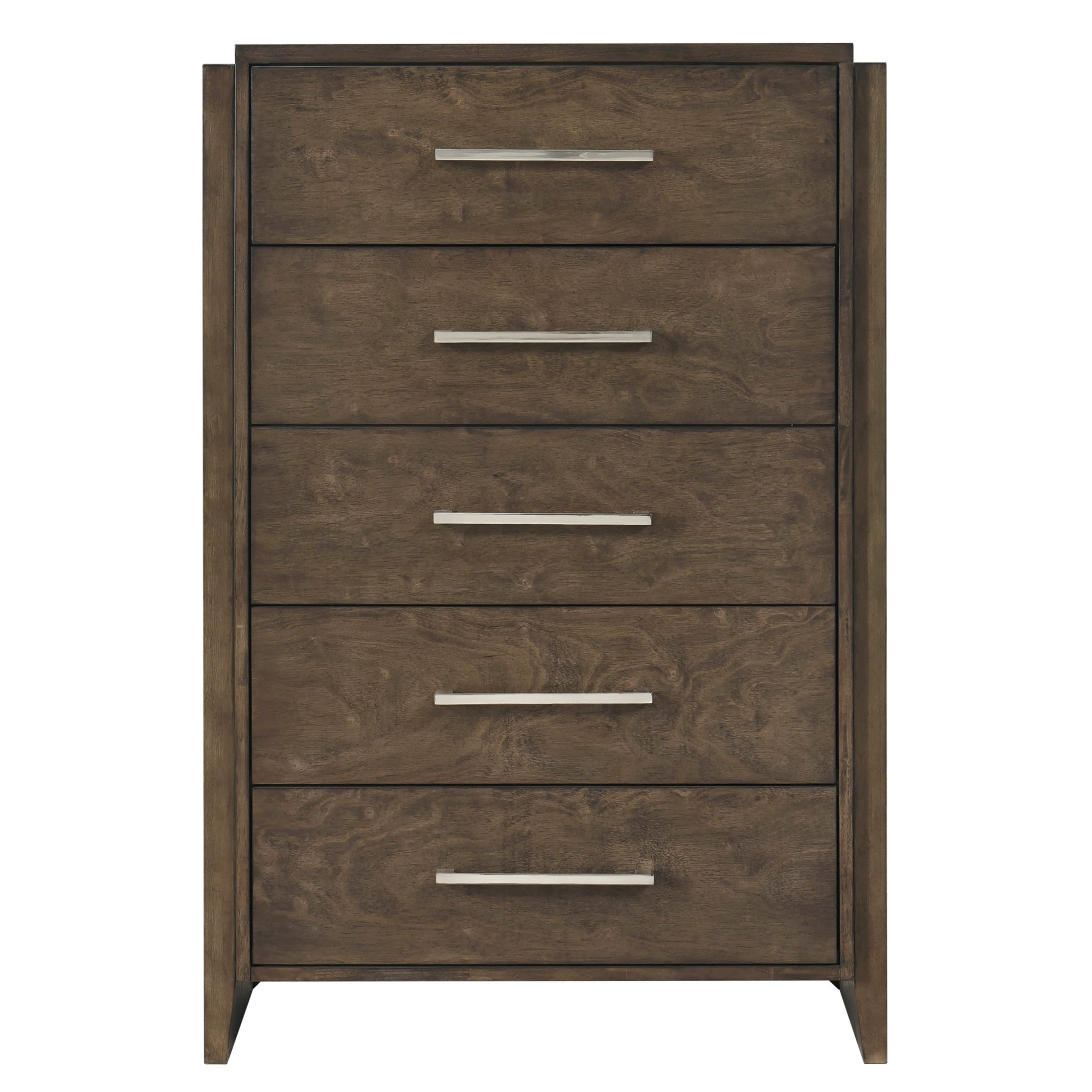 Classic Contemporary Dark Walnut Finish Storage Chest 1pc Bedroom Furniture Durable Solid Rubberwood