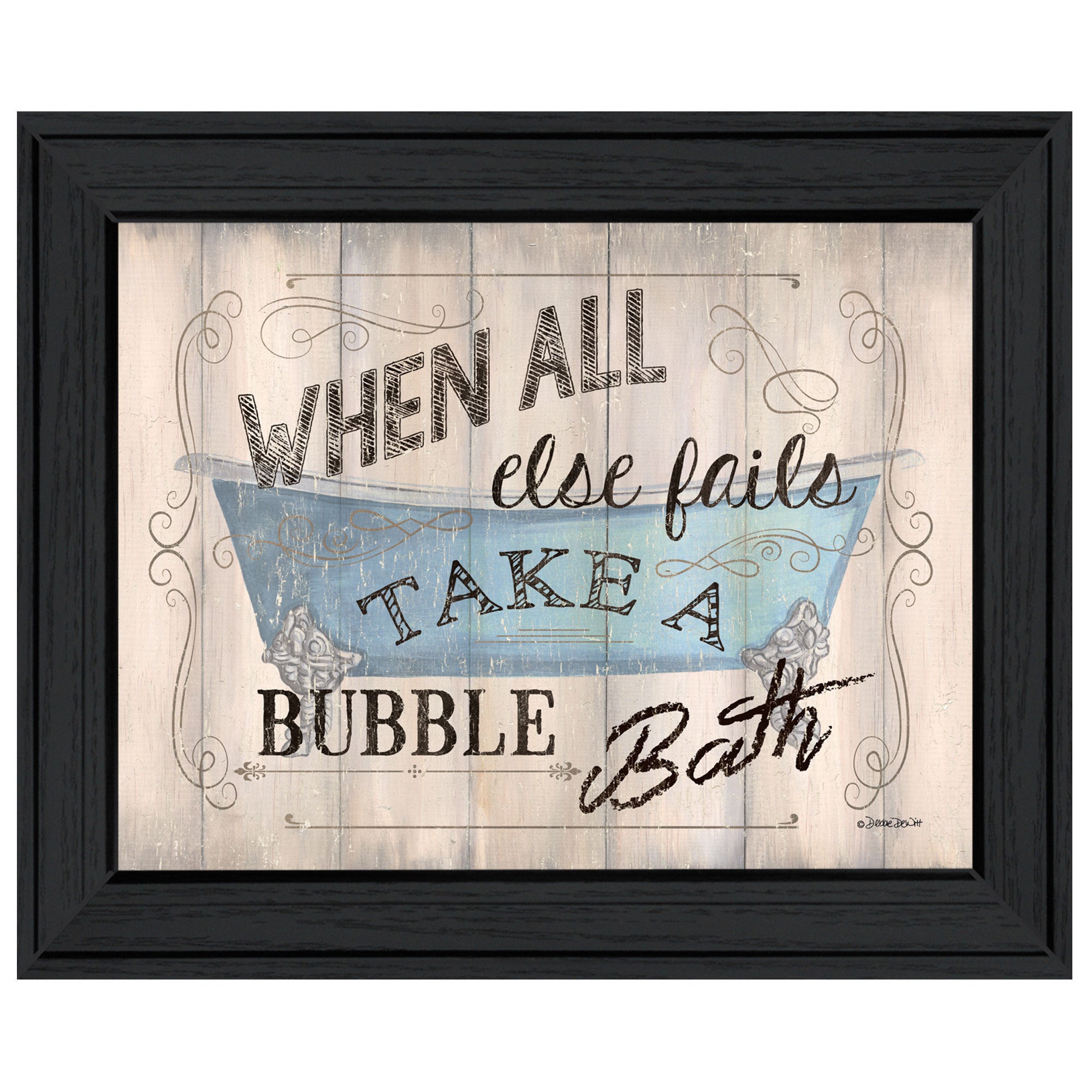 'Bathroom Humor' by Debbie DeWitt, Ready to Hang Framed Print, Black Frame