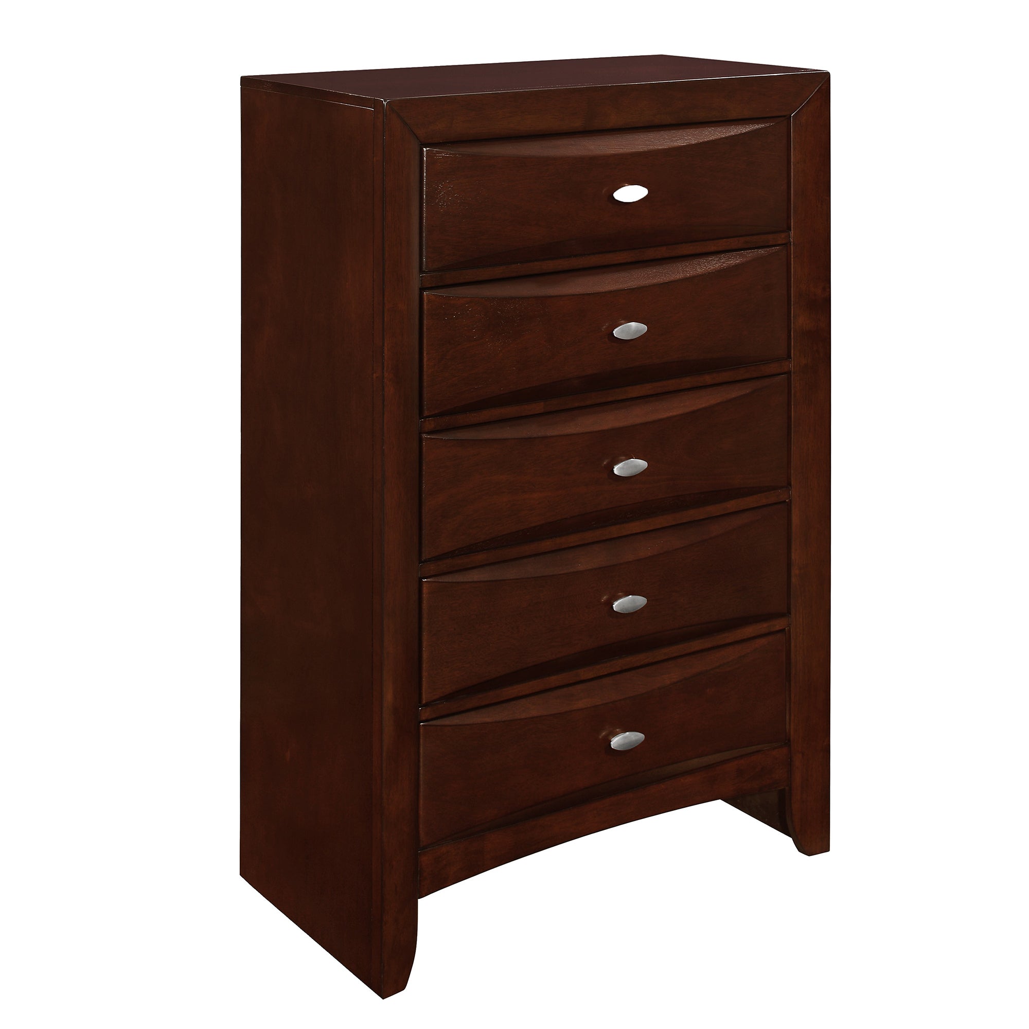 LUCILLE Merlot Chest with Spacious Drawers in Walnut Brown Rubber Wood, 48.43 inches