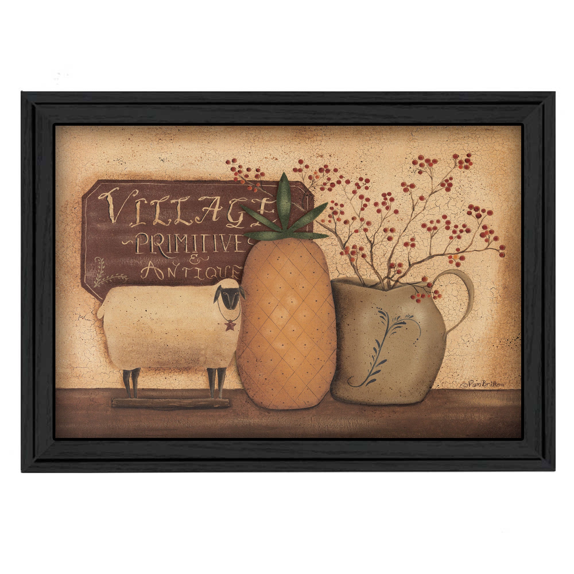 'Country Necessities' By Pam Britton, Printed Wall Art, Ready To Hang Framed Poster, Black Frame