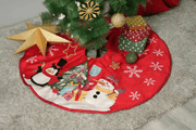 Handcrafted Christmas Red Tree Skirt with Print & Embroidery-48X48X2'