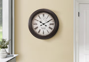 Clocks, 20' Round, Wall Clock, Brown, Transitional