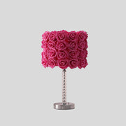 18.25' Red Roses in Bloom Acrylic / Metal Table Lamp