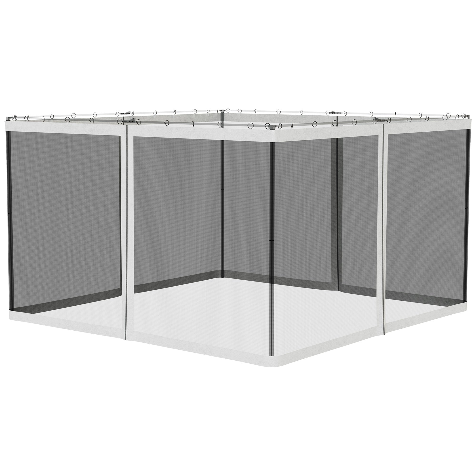 Outsunny 10' x 12' Replacement Mesh Sidewall Netting for Patio Gazebos and Canopy Tents with Zippers (Sidewall Only), White