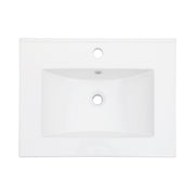 Premium Ceramic White Rectangular Vanity Top with Single Faucet Hole and Overflow, 24x18 Inches