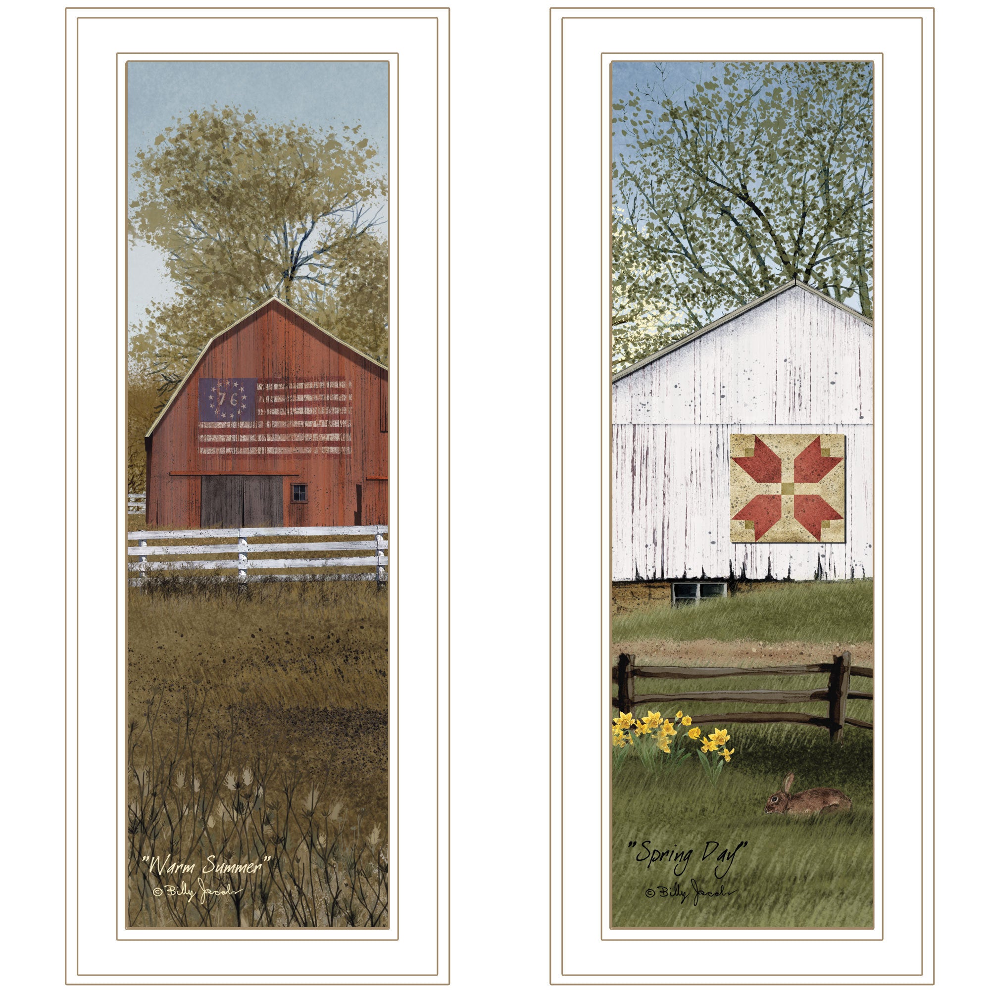 'Country Barns Collection' 2-Piece Vignette By Billy Jacobs, White Frame