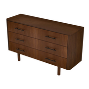 Logan Mid Century Modern Walnut Dresser with 6 Drawers for Ample Storage in Solid Wood 33.1'H x 55.9'W x 17.7'D
