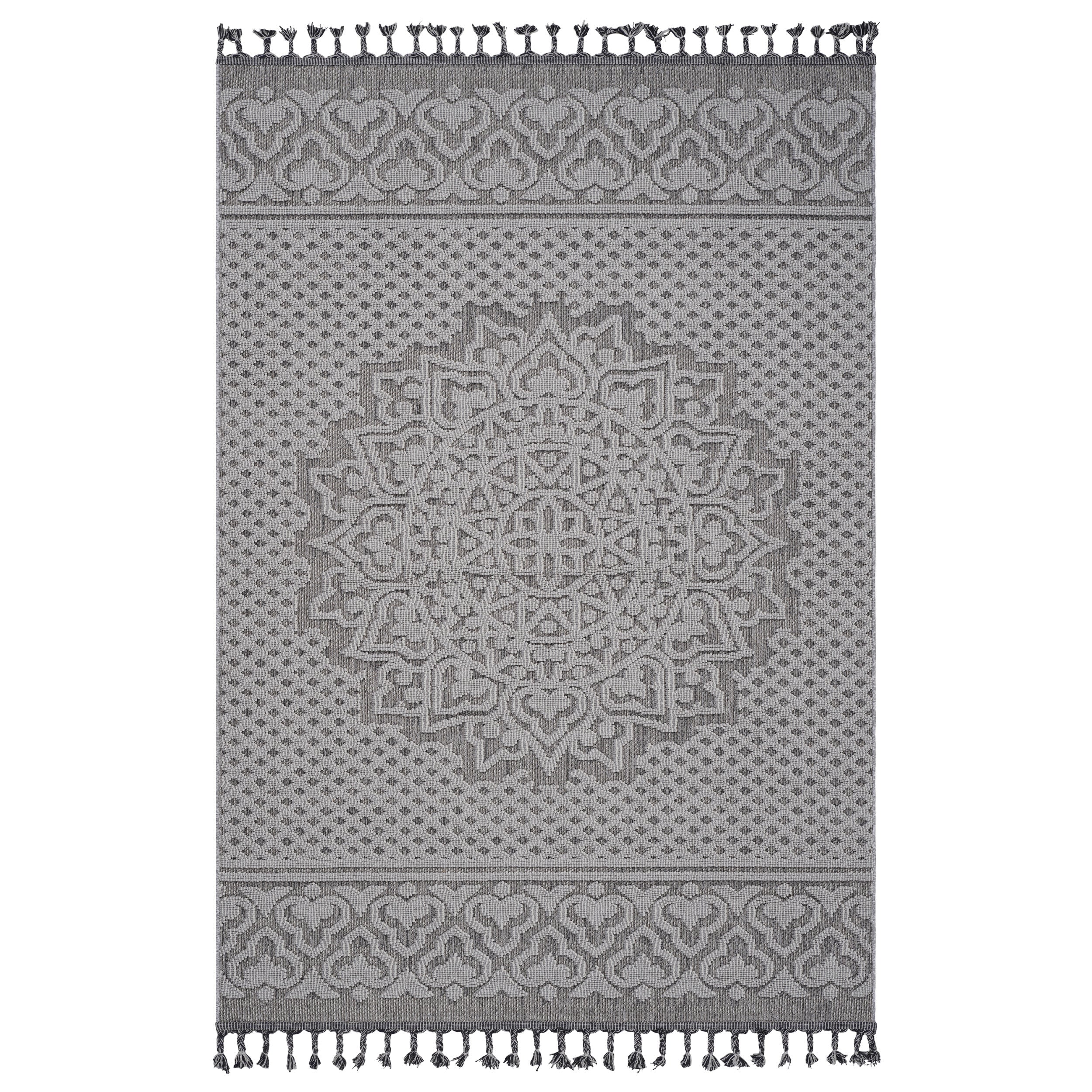 Guros Collection 8X10 Gray / White / Medallion Indoor / Outdoor Area Rug