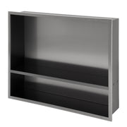 19' x 15' Gunmetal Black Stainless Steel Shower Niche Double Shelf with Rust Resistance