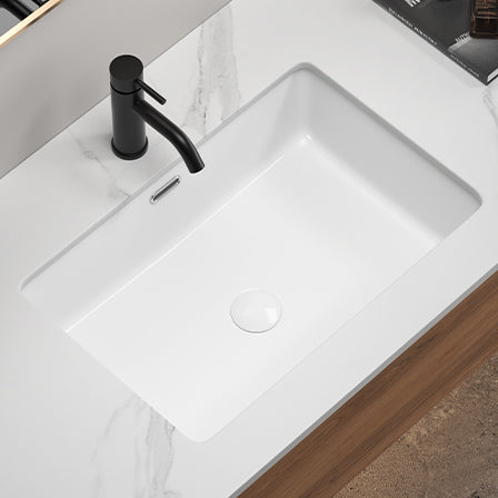 undermount Kitchen Sink, Eridanus 24' L x 16' W Undermount Kitchen Sink White Ceramic Sink Deep Single Bowl without Bottom Grid and Strainer Drain