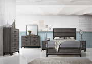 Queen 5 Pc Contemporary Bedroom Set Made With Wood in Gray
