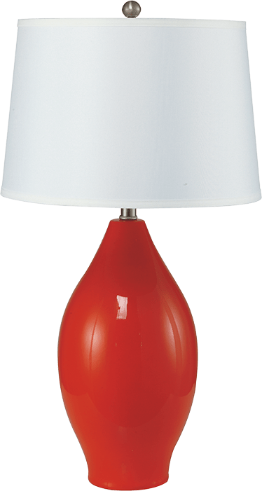 28'H RED LEMON SHAPE CERAMIC TABLE LAMP