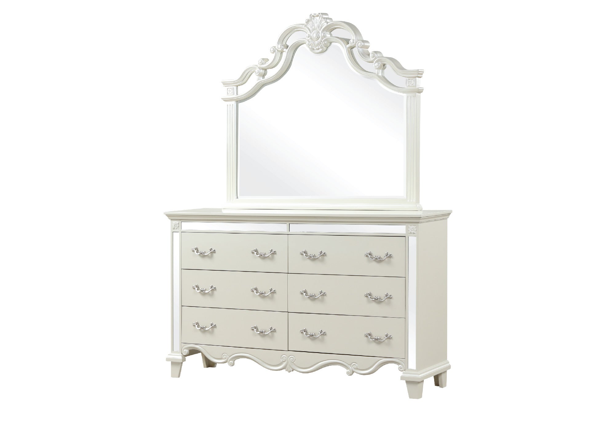 Milan Mirror Framed Dresser made with Wood in White(Includes Dresser only-Mirror not included)