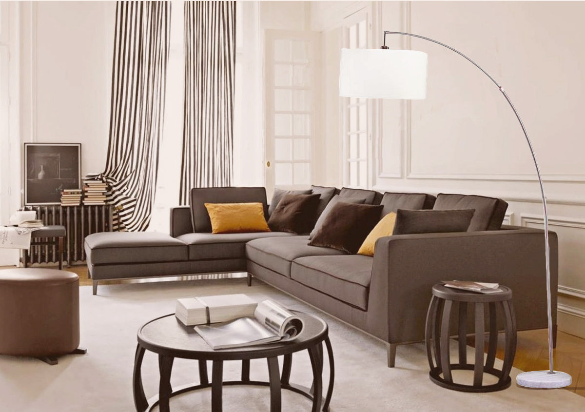 78' SILVER ARCH FLOOR LAMP WITH KD SHADE W/ DOUBLE BOX (1PC/CTN) (2.15/26.84)