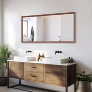 60'x30' Oversized Modern Rectangle Bathroom Mirror with walnut Frame Decorative Large Wall Mirrors for Bathroom Living Room Bedroom Vertical or Horizontal Wall Mounted mirror with Aluminum Frame
