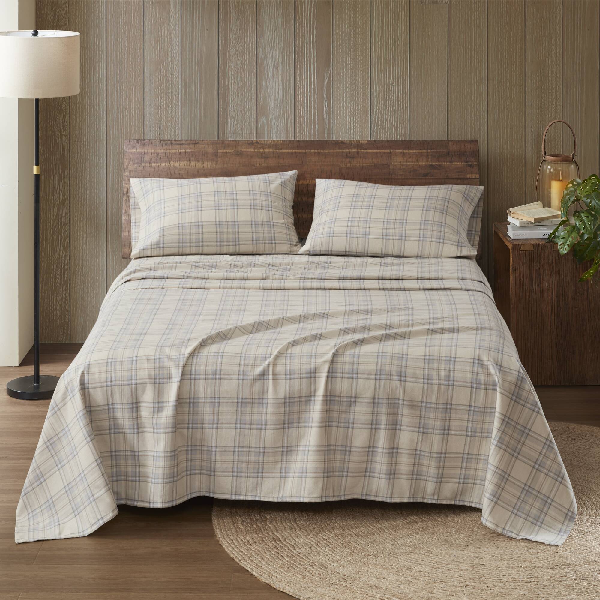 4 Pieces Full 100% Cotton Flannel Printed Sheet Set,Andrews