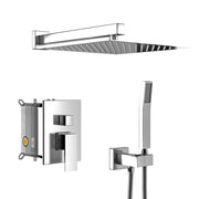 Modern Dual Shower Head System - 10 Inch Wall Mounted Square Design with Chrome Finish and Rough-in Valve