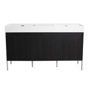 Deluxe 60' Freestanding Bathroom Vanity with Resin Double Sink, Dark Oak Plywood (KD-Package)