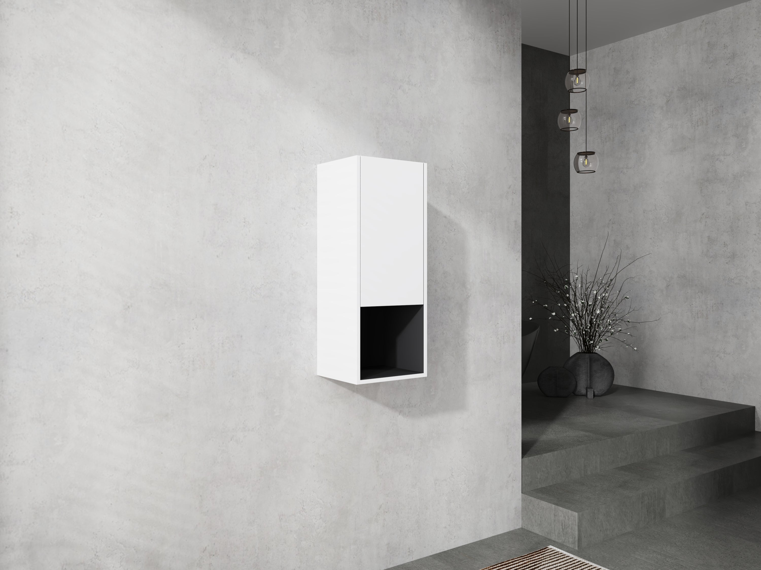 12' Bathroom Side Cabinet,Soft Close Doors,Float Mounting Design,(KD-Packing)