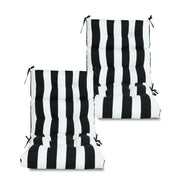 2-Piece High Back Patio Chair Cushion Set, Tufted Adirondack and Rocking Chair Cushions for Garden, Porch or Office Use, 44 x 22 x 4 in, Black/White