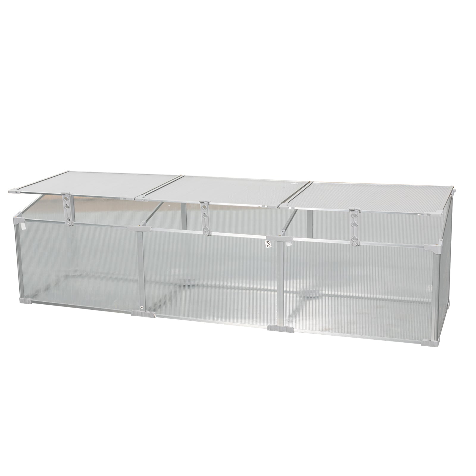 Silver Polycarbonate Greenhouse for Outdoors in Winter with Aluminium Frame and Openable Top