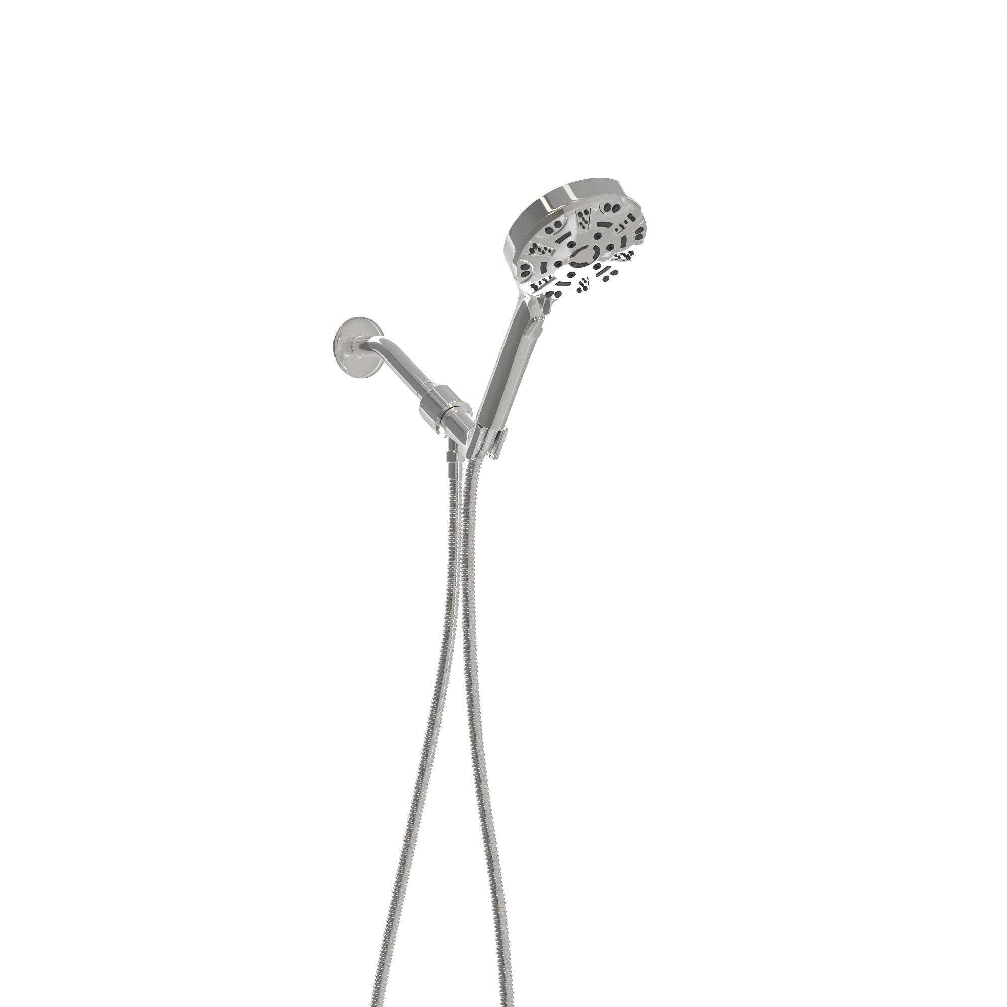 Multi-Function Adjustable Hand Shower - 8-Function Hand Shower in Chrome Plastic with Wall Mount