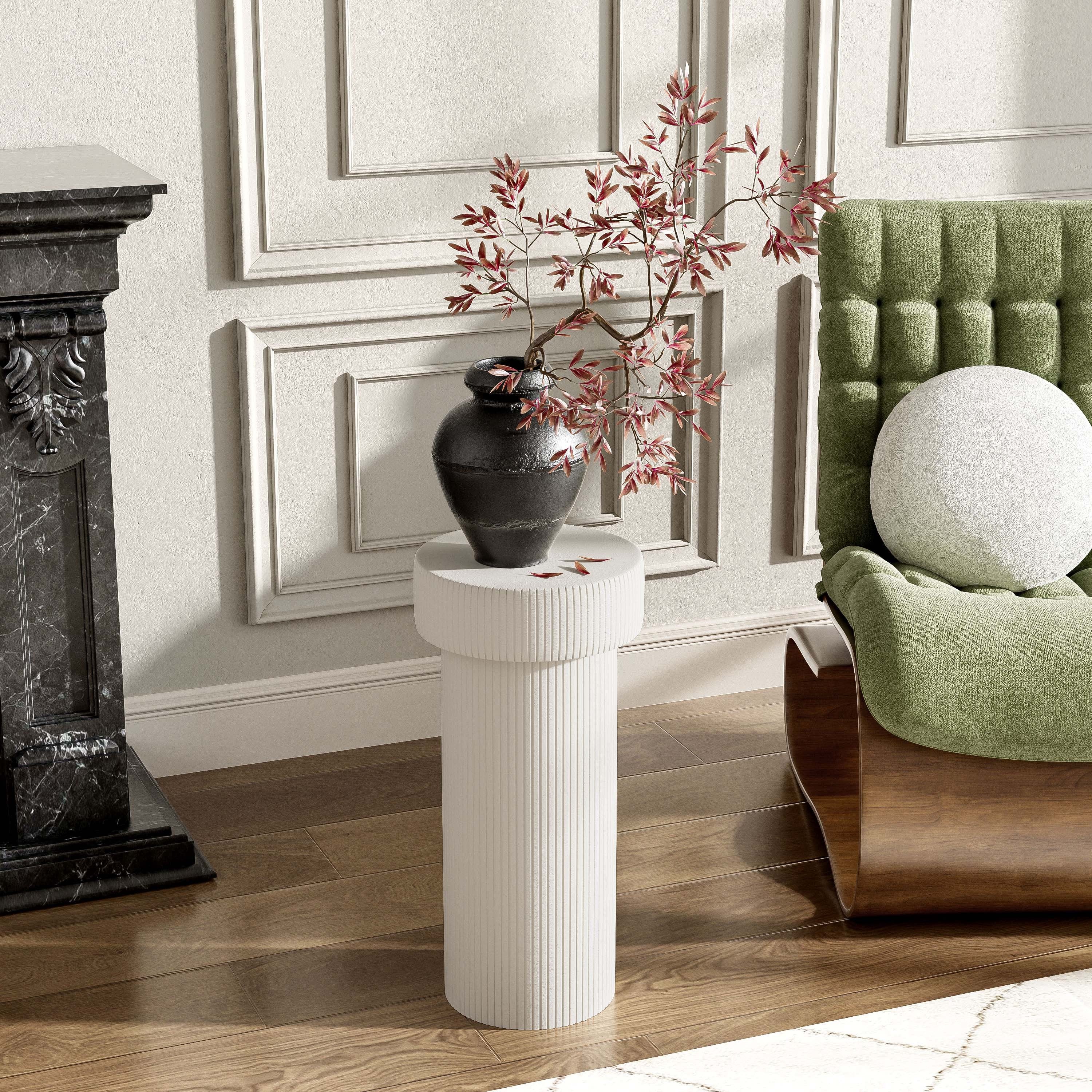 MGO Pedestal Column Plant Stand, 24 Inch H,