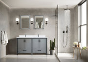 Dark Grey Double Bath Vanity 60 in. W x 22 in. D, White Quartz Top and Faucet Set