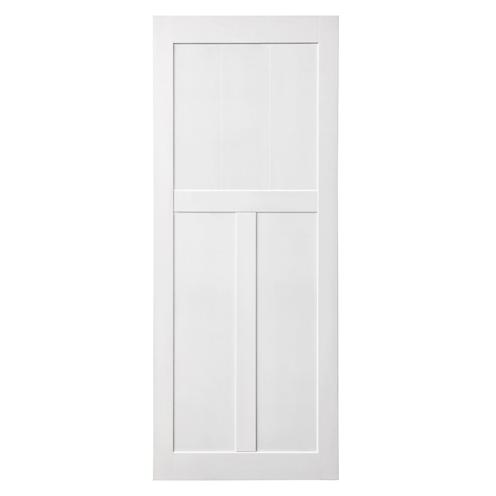 CRAZY ELF 28' x 84' 'T' Style Real Primed Door Slab, DIY Panel Door, Modern Interior Barn Door, Water-proof, Anti-deformation, Pre-Drilled Ready to Assemble, Suitable for Pre-hung Door and Barn Door